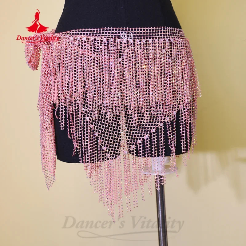 Belly Dancing Performance Belt for Women Senior Full Diamond Triangle Tassel Hip Scarf Oriental Dance Competition Accessories 250107