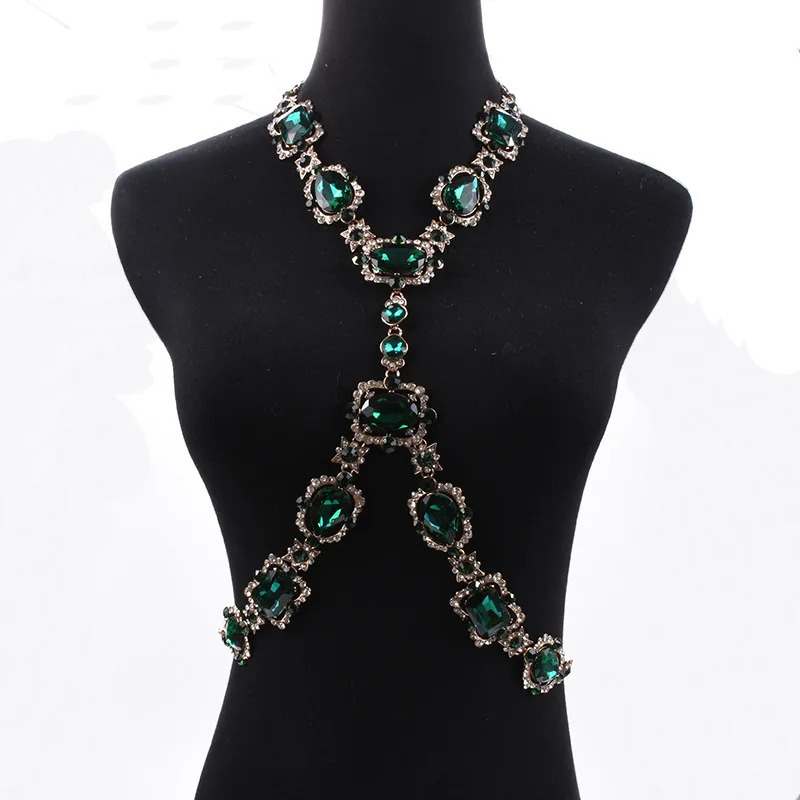 Sexy Bodychain Jewelry Accessory Ruby Red Crystal Rhinestone Bra Harness Corset Necklace Waist Body Chain for Women Men 250107