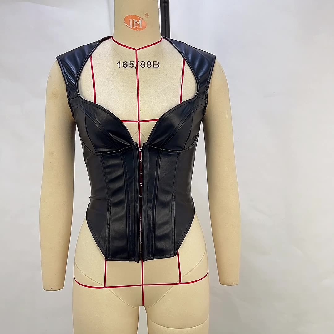 G160 sleeve wrapped chest small vest cross-border style women's summer new sexy leather