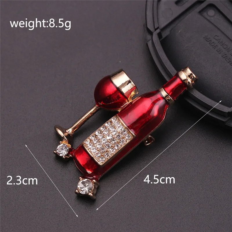 Wholesale 10Pcs/Lot Creative Rhinestone Red Wine Bottle Brooches For Women Fashion Pins Enamel Jewelry Coat Pin 250103
