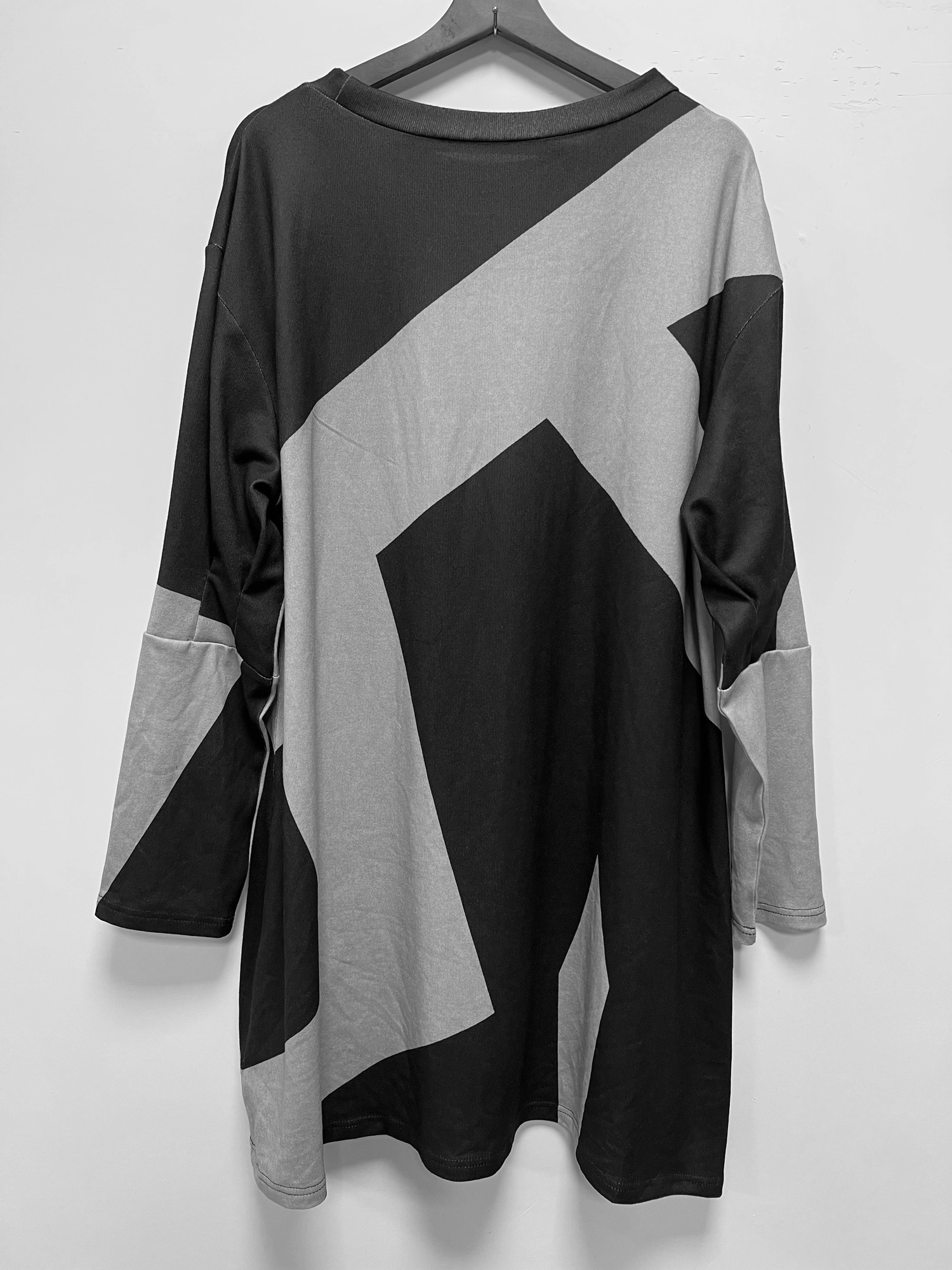 European and American Plus Size Womens Casual Fashion V Neck Long Sleeved Patchwork Dress 250106