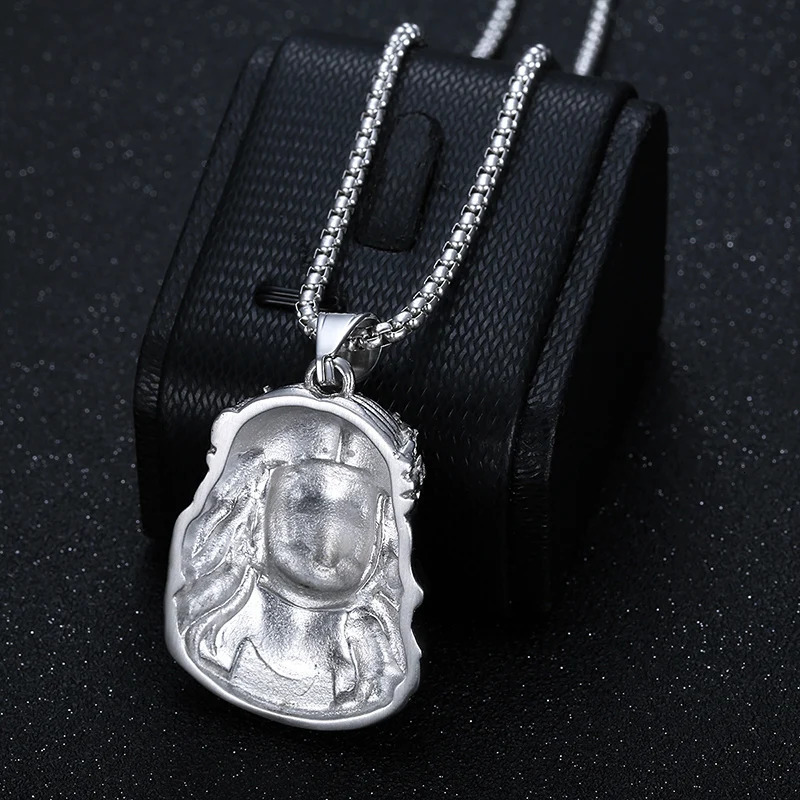 Hip Hop Bling Gold Color Stainless Steel JESUS PIECE Pendants Necklace for Men Rapper Jewelry Drop 250109