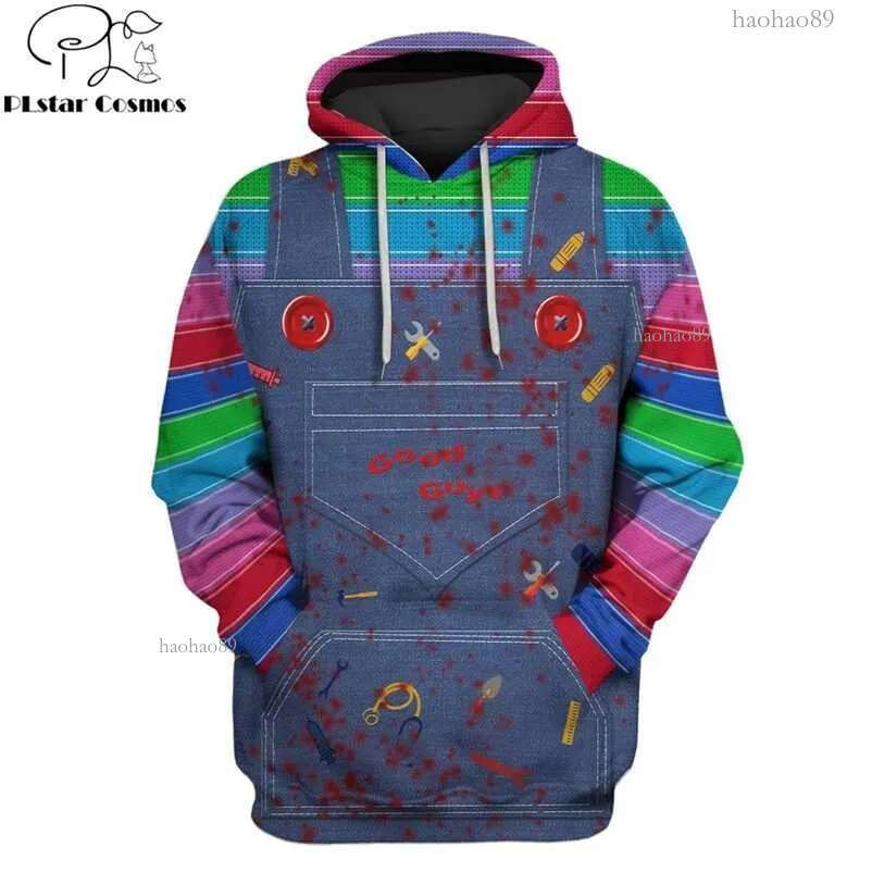 Fashion Men hoodies 3D Full-Print horror movie Chucky Hoodie/Sweatshirt Apparel Cosplay costume Unisex Hoody streetwear 220114