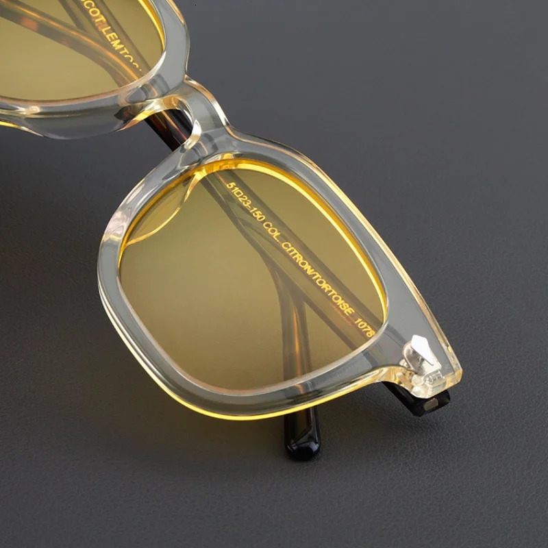 Fashion classic sunglasses Womens yellow frames retro polarized night vision piece square handmade outdoor mens 250109