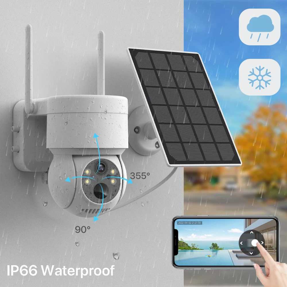 WiFi PTZ camera outdoor wireless solar IP camera 4MP high-definition built-in battery video surveillance camera long standby iCsee application X250110