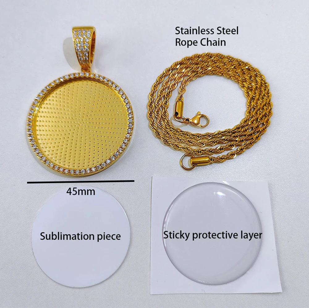 45mm Hip Hop Iced Out DIY Po CZ Pendant Custom Picture Necklace Personalized Women Men Rapper Jewelry For Him Her 250109