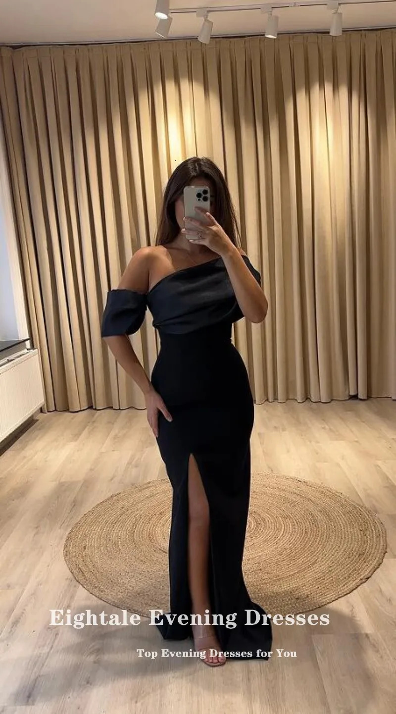 Eightale White and Black Evening Dress Customized Mermaid Wedding Party Prom Gown Side Slit Formal Strecthy Ballkleider 250106