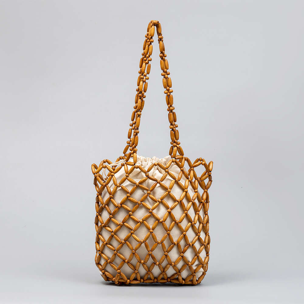 Handheld Wooden Bead Bag, Handmade Woven Bag For Foreign Trade, Women's Summer Niche Design, Commuting Shoulder Bags