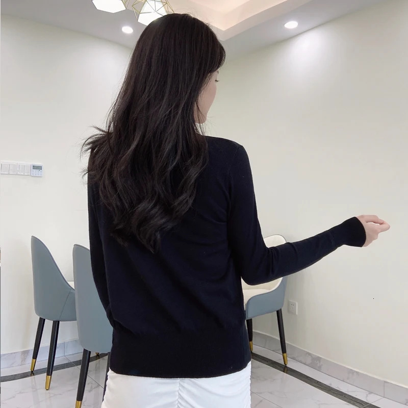 Korean Fashion Black Cropped Blouses Cardigan Female Clothing Sweaters Jersey Long Sleeve Top Womens Coat Spring Style 250108