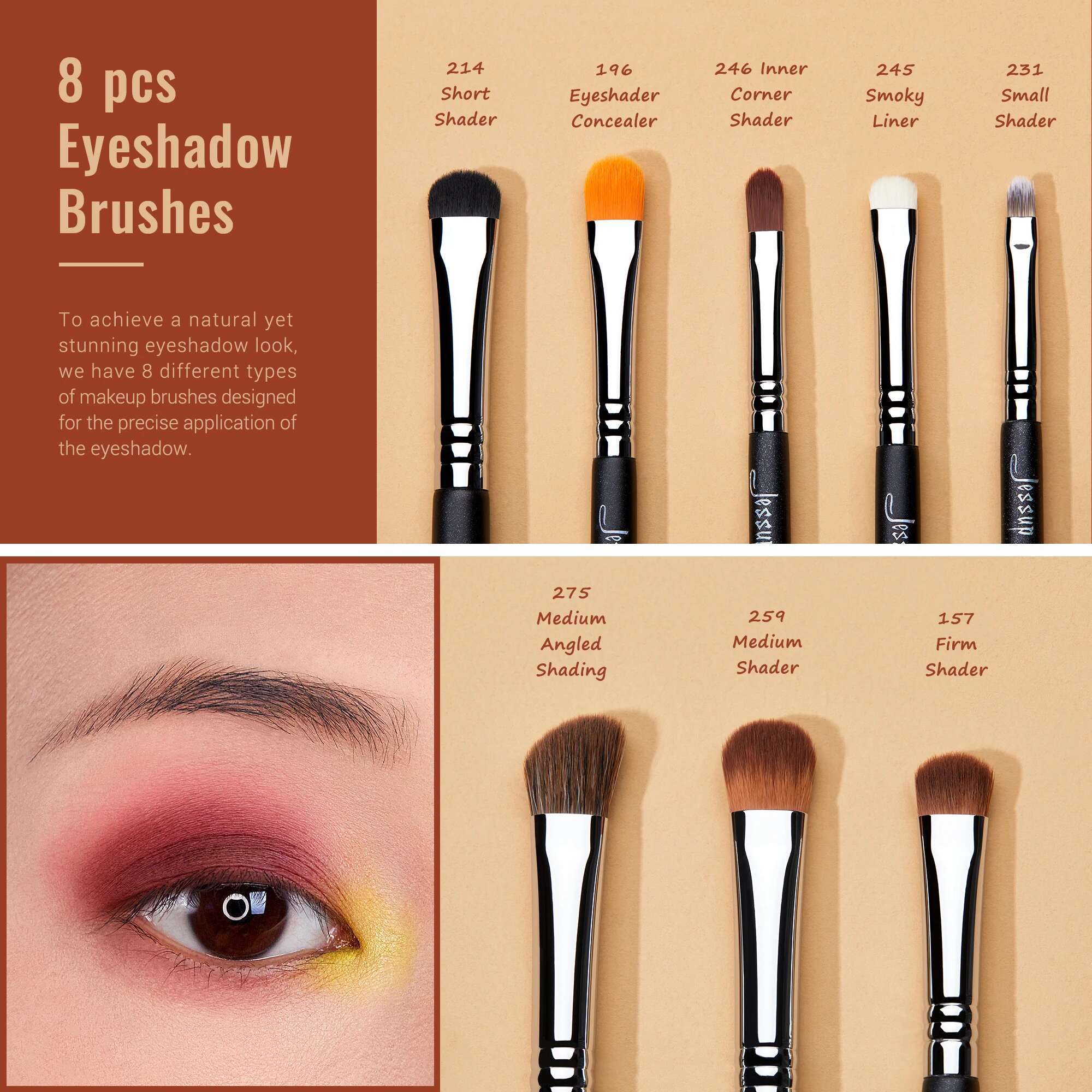 Jessup Brushes Set,Professional Makeup Brush,Synthetic Eye Blending Eyeshadow Brush Eyebrow Crease Shader T341