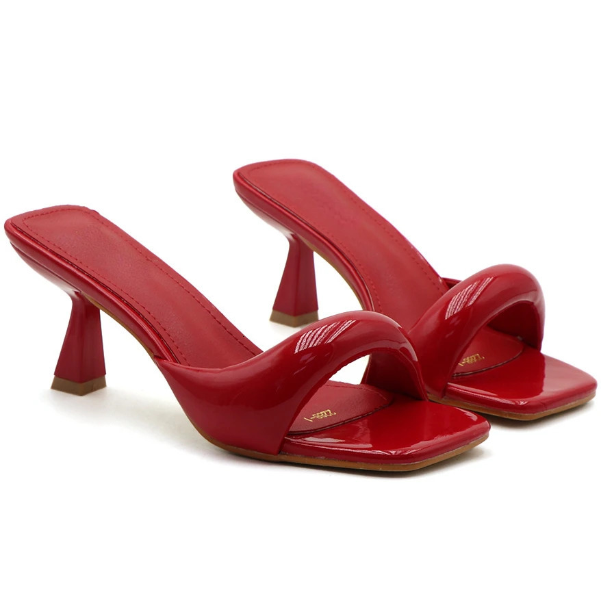 New Fashion High Heel Slippers Women Open Toe Slingback Sandals Female Pumps Square Toe Summer Simple Designer Heeled Sandals 250109