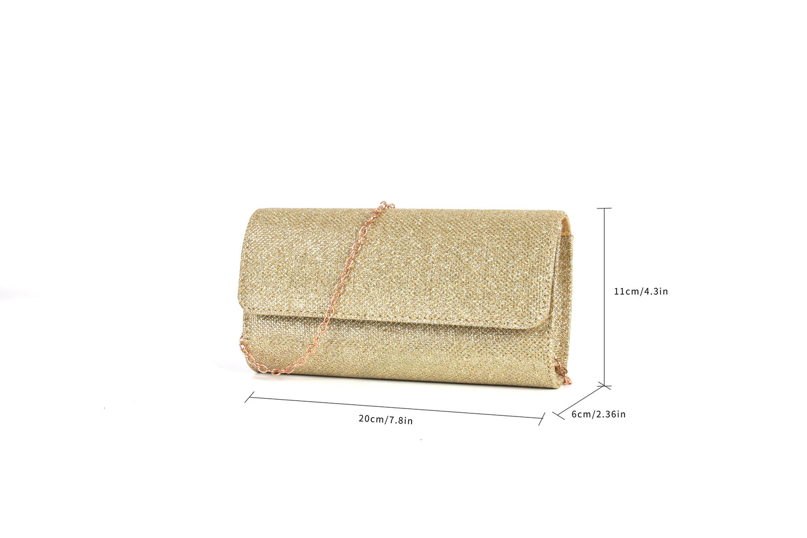 Women Envelope Evening Bag Glitter Ladies Chain Shoulder Bags Shiny Silver Long Purse Female Wedding Party Clutches Mini Handbag 250106