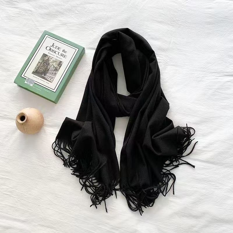T068 solid color scarf Korean style new shawl monochrome all-match solid color long winter warm neck scarf for students