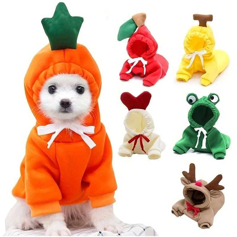 Cute Fruit Dog Clothes for Small Dogs hoodies Warm Fleece Pet Clothing Puppy Cat Costume Coat for French Chihuahua Jacket SuitXJ250109