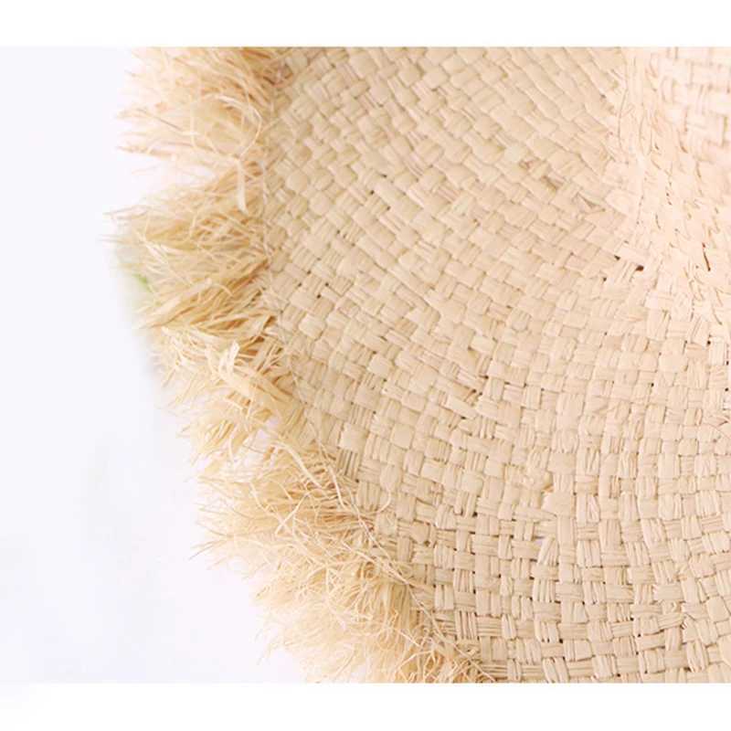 Summer simple solid color hand woven Rafia sun hat used for warm lace large brown straw hat outdoor beach summer hat X250109