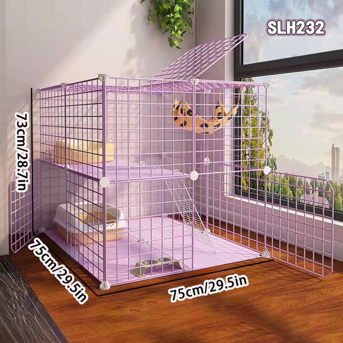 Spacious Triple Layer Cat Habitat for Domestic Cats - Safe & Sturdy Enclosed Playhouse