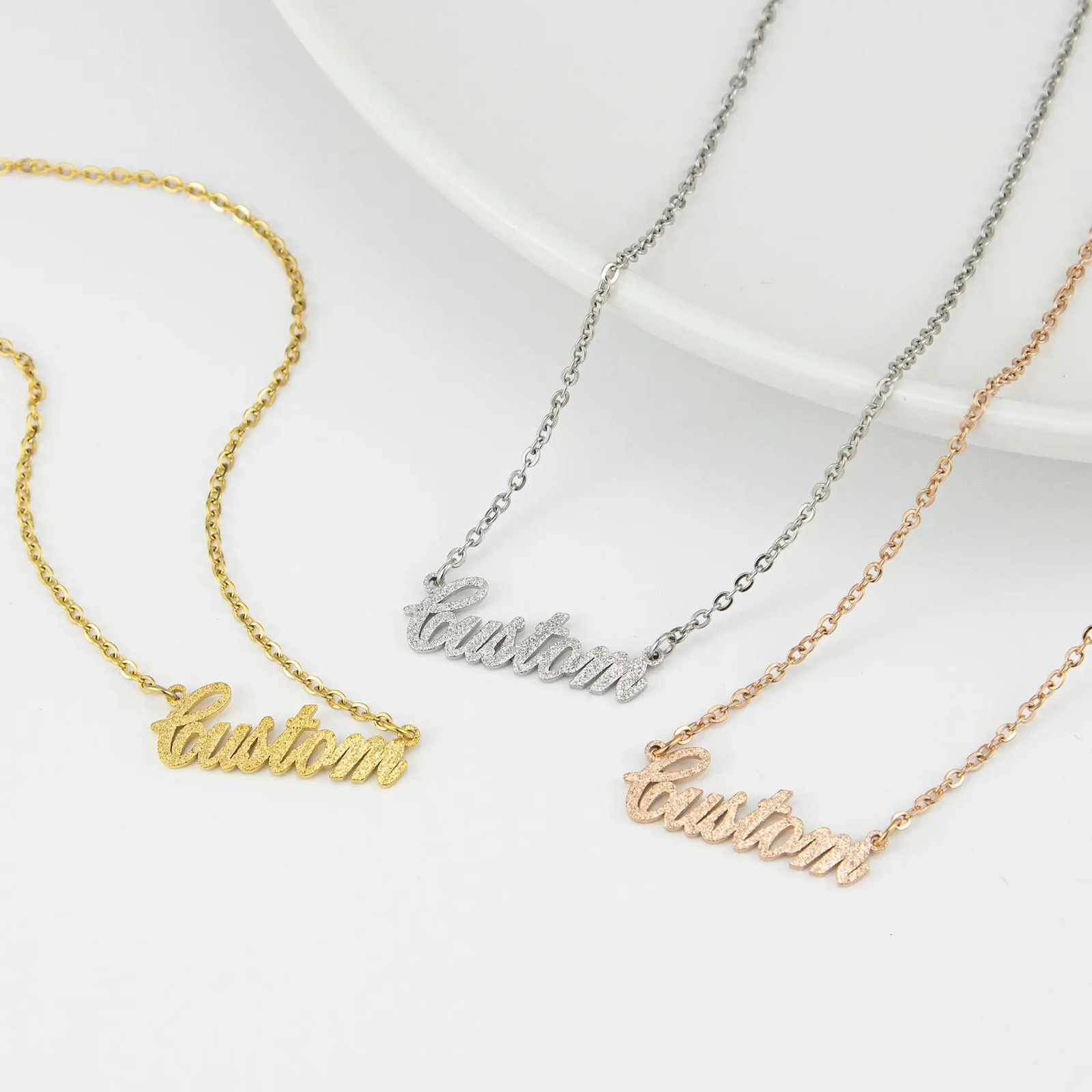 Custom Name Necklace for Women Personalised Cursive Letter Pendant Stainless Steel Jewelry Men Chain Choker Collar Personalizado 250109