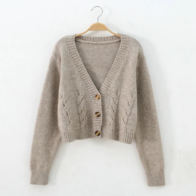 Short style high-waisted slim plastic sweater women spring single-breasted knitted cardigan twist small jacket 250106
