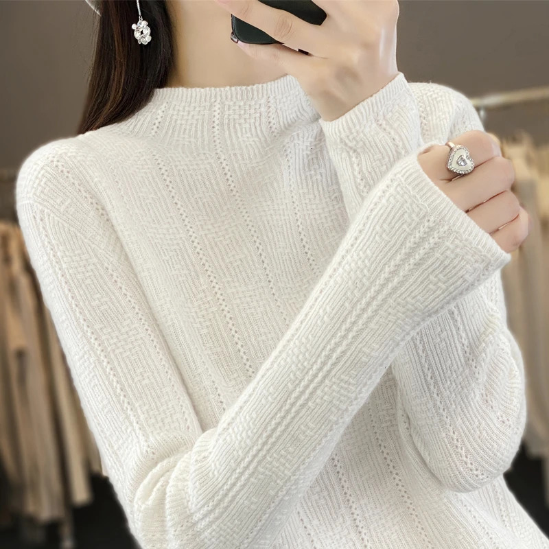 Autumn Mock Neck Sweater Women High Quality Knit Long Sleeve Top Fashion Slim Winter Female Basic Soft Warm Pullover Pull Jumper 250108
