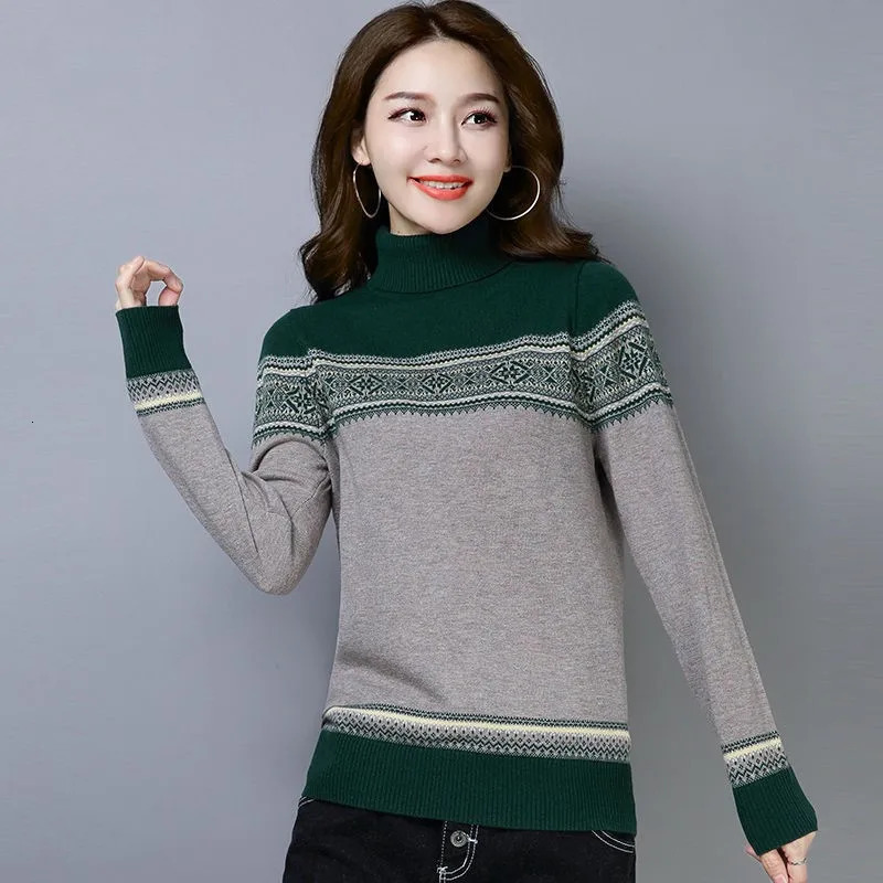Autumn Women Knitted Sweater Pullover Cashmere Turtleneck Long Sleeve Casual Female Jumper Pull Femme P216 250108