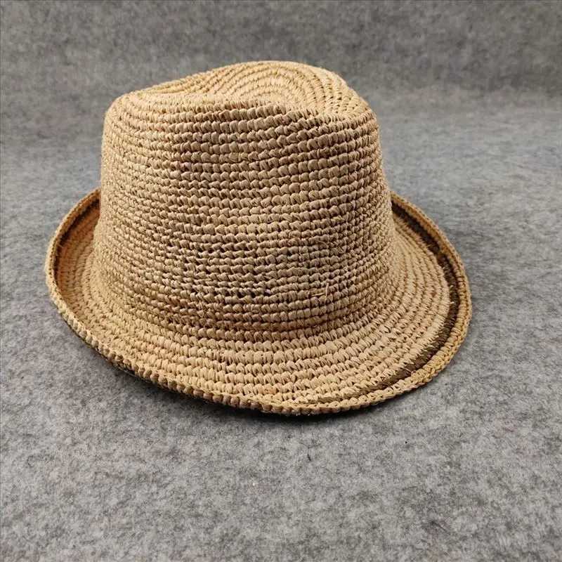 Handmade folding straw hat suitable for both men and women made of high-quality Rafia material suitable for sun protection and breathability 55-59cm X