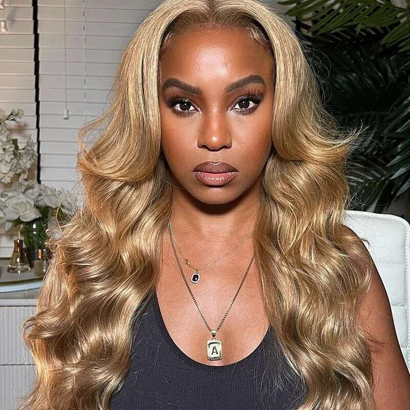 #8 Front Wig Human Hair Body Wave Ash Blonde Pre-Plucked Transparent Lace Closure Wigs for Women Free Part