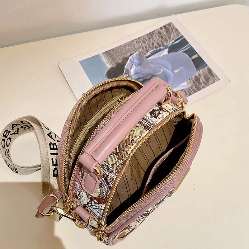Beibaobao Brand Circular Women's 2023 Trend Crossbody For Girl Fashion Bear Jacquard Pattern Lady Shoulder Bag Handbag