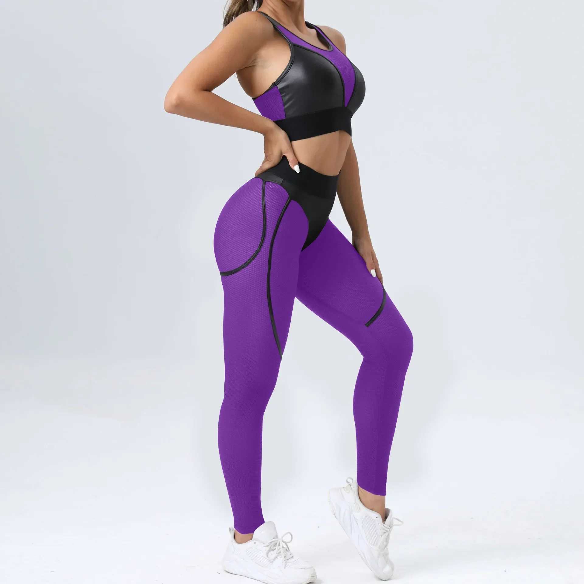 Gym Set Women Sportswear 2024 Mesh Sport Set Women Tracksuit Transparent Sexy Yoga Suit for Fitness Black Pink Orange Green NewXJ250109