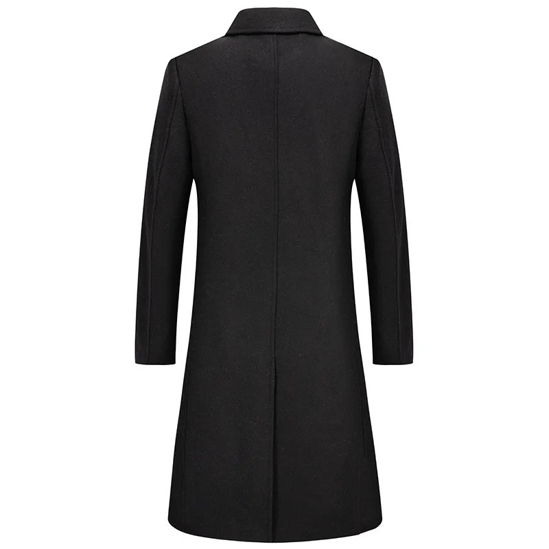 Autumn Winter Long Wool Blends Men Fashion Woolen Coats Business Casual Solid Turn Down Collar Thick Trench Jacket 250106