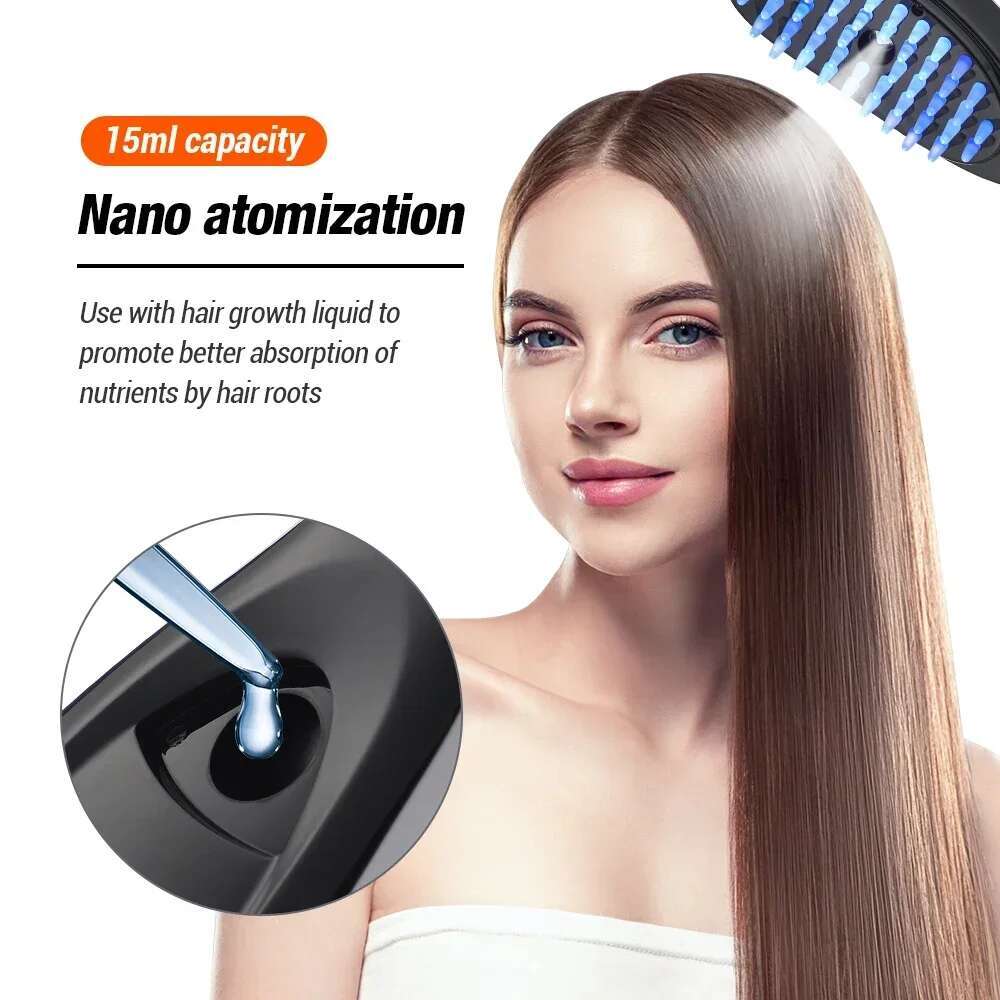 Electric Blue Red Light Therapy Brush Negative Ion Massager Spray Scalp Massage Comb HeadRelief