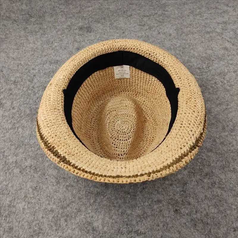 Handmade folding straw hat suitable for both men and women made of high-quality Rafia material suitable for sun protection and breathability 55-59cm X