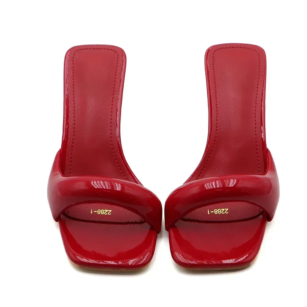 New Summer High Heel Slippers Women Square Toe Low Heel Sandals Female Mules Open Toe Fashion Concise Slingback Sandals Women 250109
