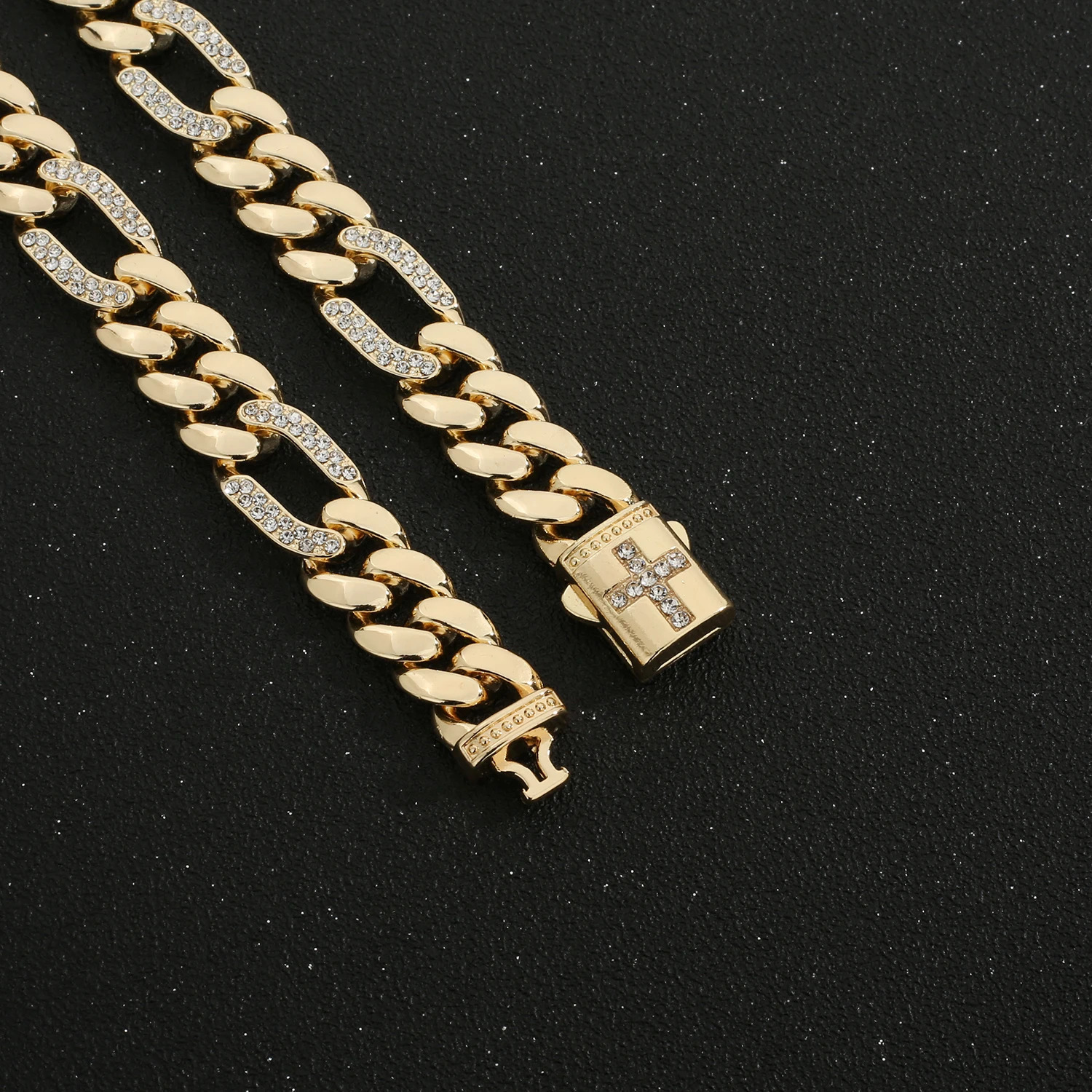 Hip Hop 14k Gold Plated Stainless Steel Jewelry Iced Cadena Hombre Miami Cuban Chain Mens Necklace 250109