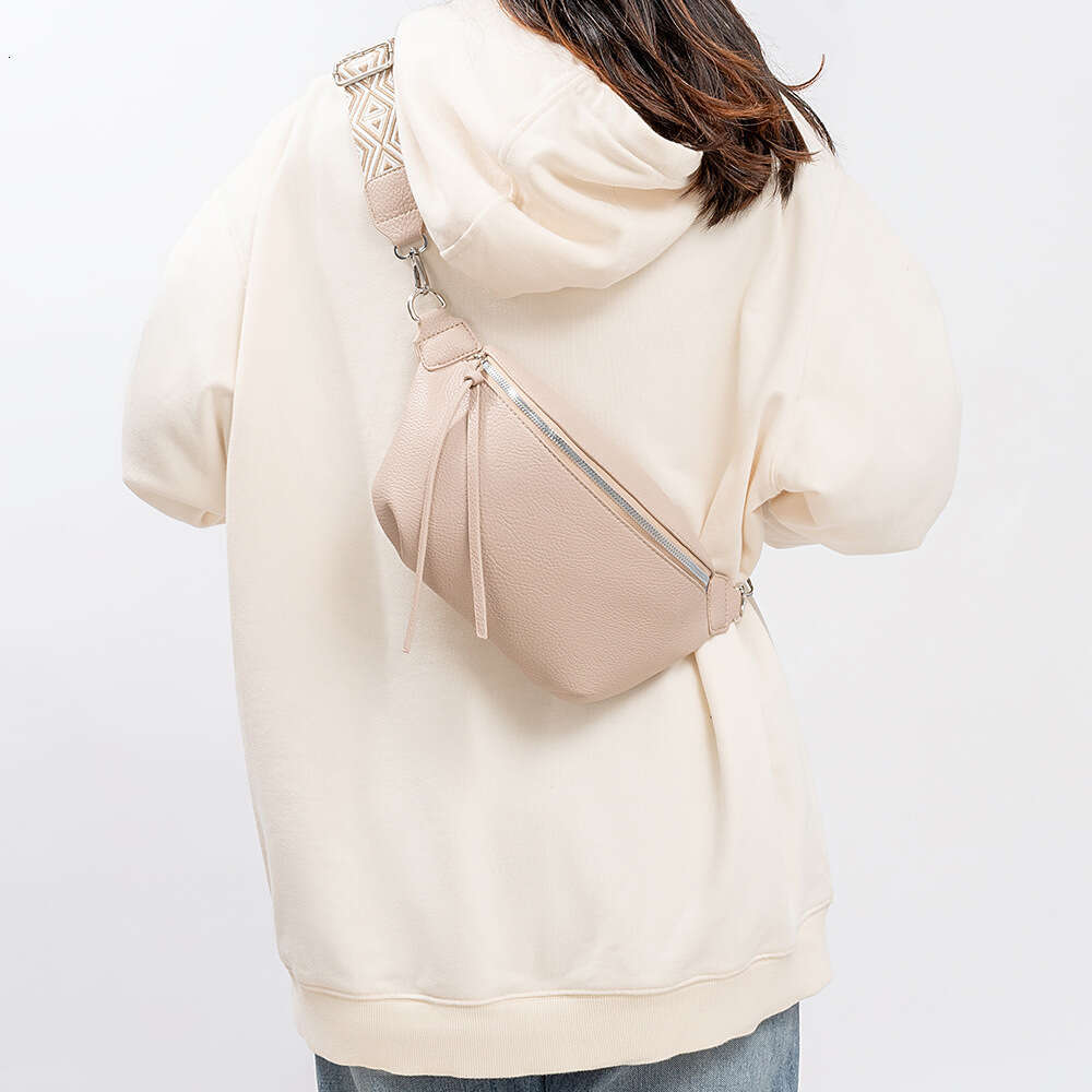 Leather Chest Crossbody Women's Large Capacity Pleated Waist Bag, Leisure Travel Zipper Small Backpack