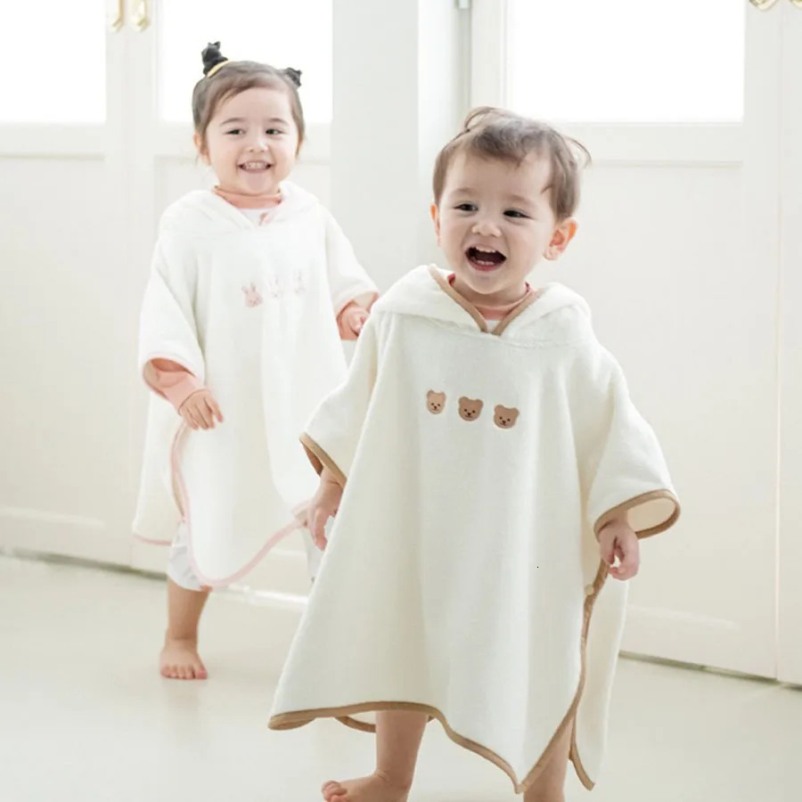 Baby Bath Towel Hooded Soft Coral Velvet Child Bathrobe Cute Cartoon Animal Warm Toddler Sleeping Swaddle Wrap Blanket 241230