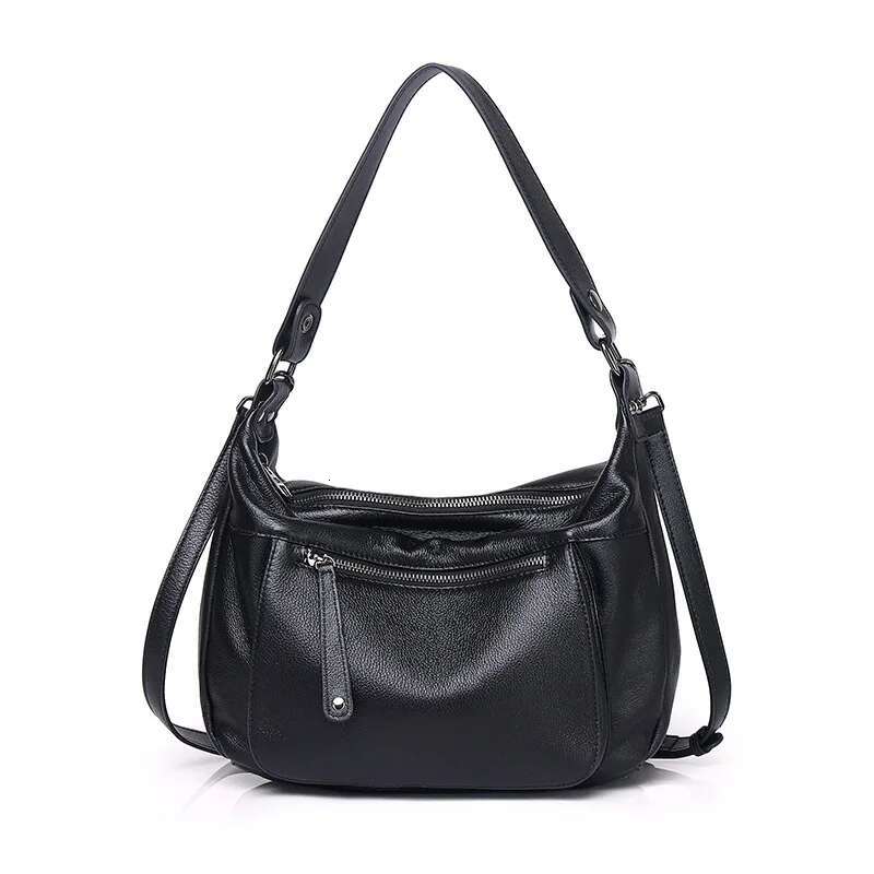 Women Hobo Crossbody Bags Genuine Leather Female Handbag 2025 New Fashion Versatile Shoulder Bag Solid Color Soft Cowhide Purse