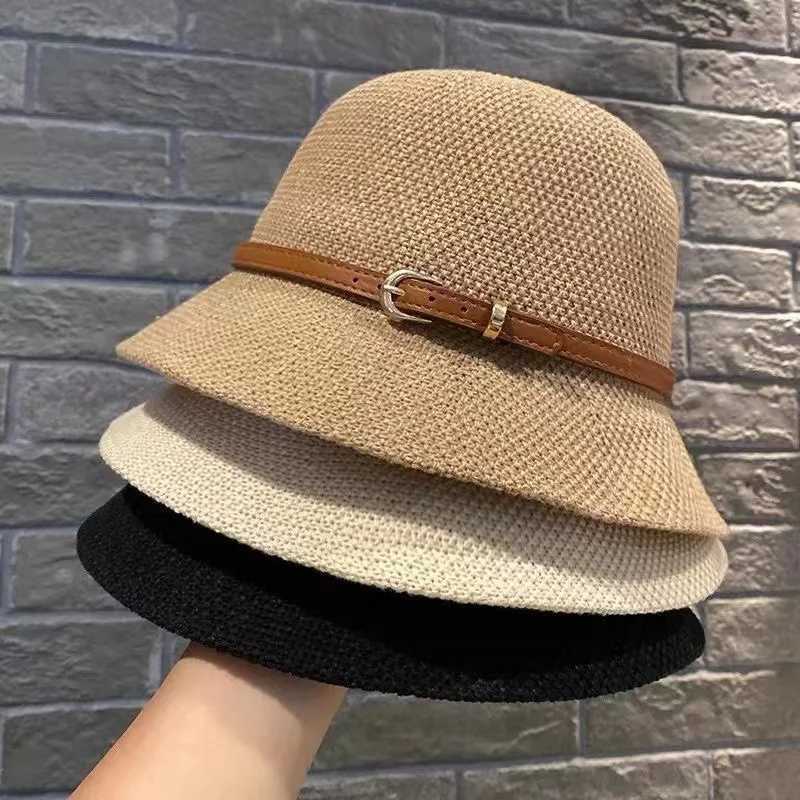 New Warm Sun Hat Simple Linen Breathable Fresh Hat Summer Travel Sun Ribbon Decoration Folding Straw Hat Gift X250109