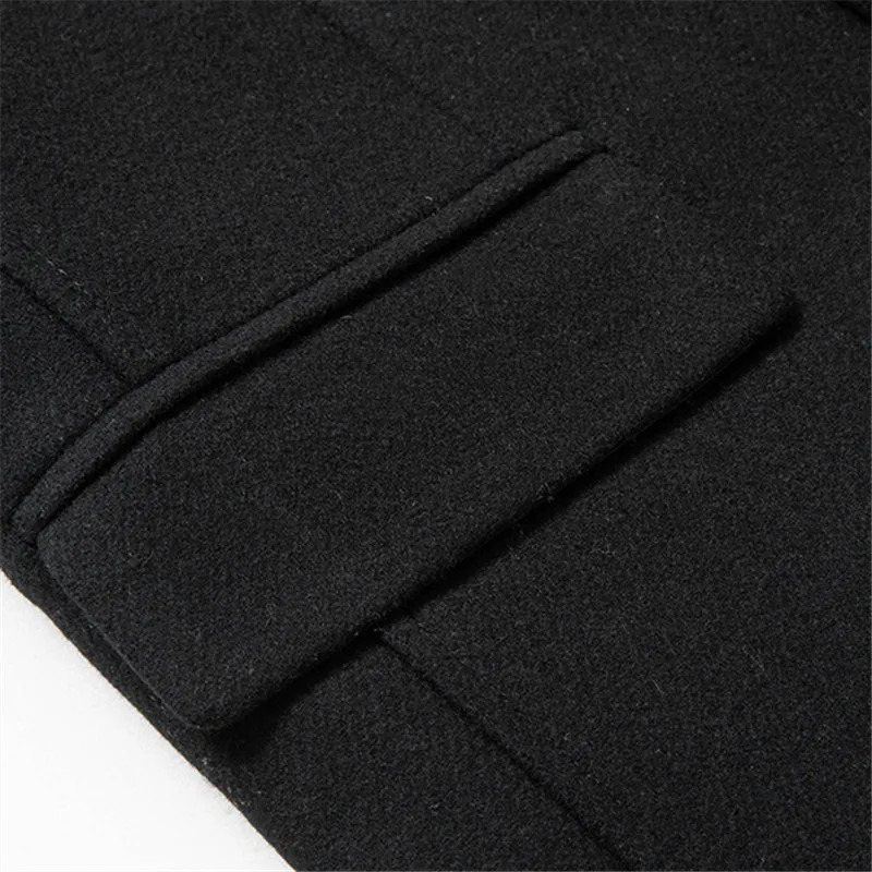 Autumn Winter Long Wool Blends Men Fashion Woolen Coats Business Casual Solid Turn Down Collar Thick Trench Jacket 250106