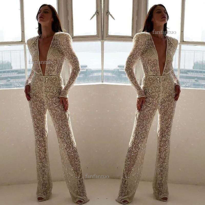Women's Jumpsuits & Rompers Sparkly Jumpsuit Sexy Elegant Summer Sequin Woman Fashion 2022 Women Exquisite Embroidery Lace Perspective