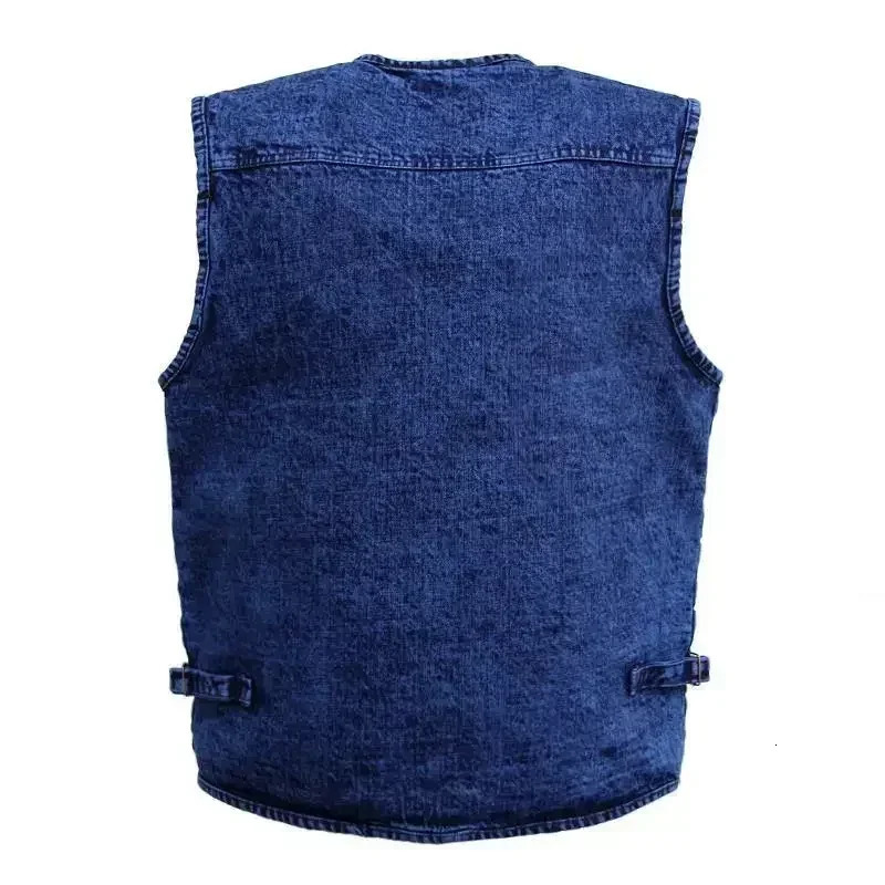 Mens vest Outerwear Denim Waistcoat Deep Blue Color Plus Size Sleeveless Jacket Multipocket size XL to 5XL 250107