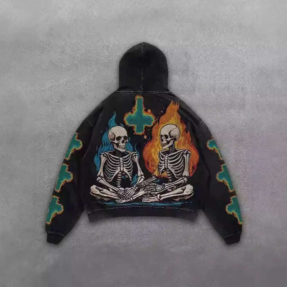 Skeleton 3D printed for both men and women, casual pullover hoodie