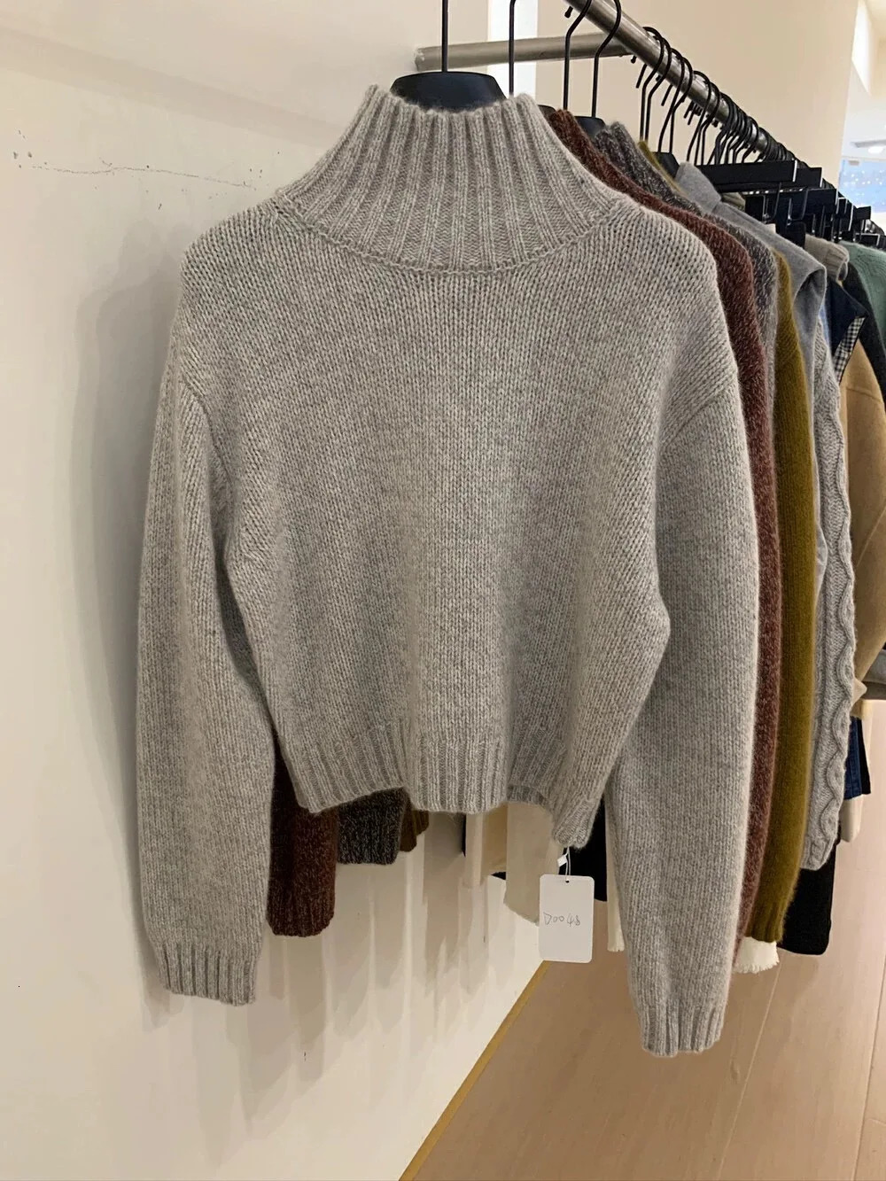 European Station turtleneck short 100% cashmere knitwear womens autumnwinter loose thickened sweater base 250108