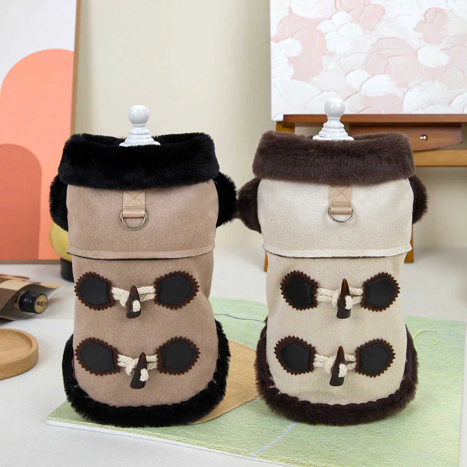 2024 New Pet Clothes Autumn Winter Dog Jacket Coat Teddy Cat Clothes with Suede Horn Ropa Para PerrosXJ250109