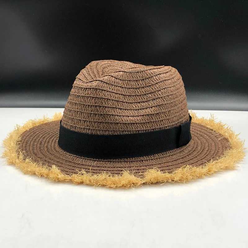 Warm natural wide Brim Burr Raffia straw hat edge Warm plain big beach Summer sun hat Big straw hat Chapeau 55-58cm X250109