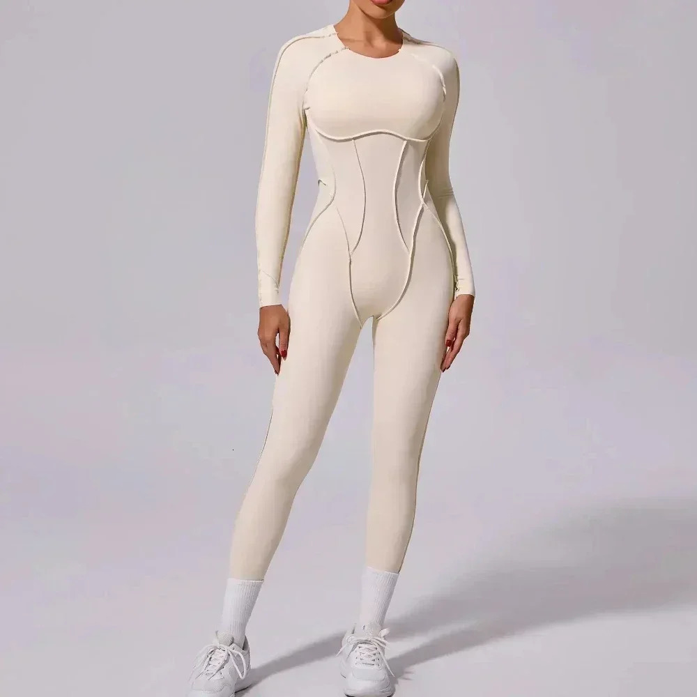 Seamless Yoga Jumpsuits Sports Hip-lifting One-Piece Backless Long-sleeved Leggings High Elasticity Gym Yoga Fitness Bodysuits 250103