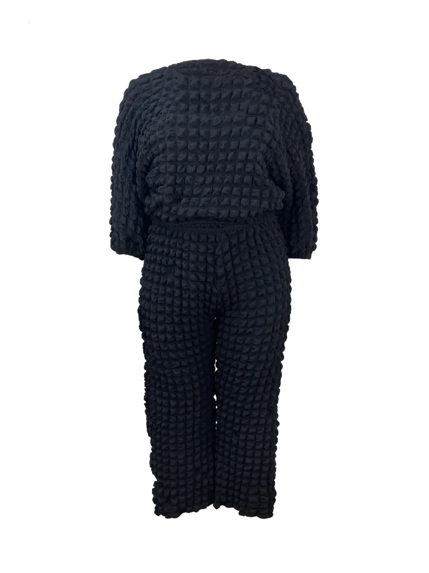 CMYAYA Plus Size Womens Set Fashion Full Sleeve Tshirt Top Wide Leg Pants Matching Two 2 Piece Outfit Tracksuit Fall 250106