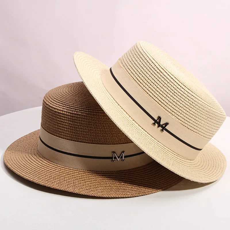 Straw hat Warm summer flat topped small hat beach vacation hat woven straw hat sun hat X250109