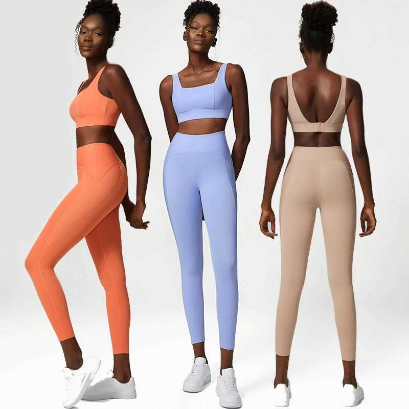 2 Pieces Fitness Yoga Set Women Solid Color Stretchy Sports Suit Gym Bras High Waist Leggings Female Breathable Workout ClothesXJ250109