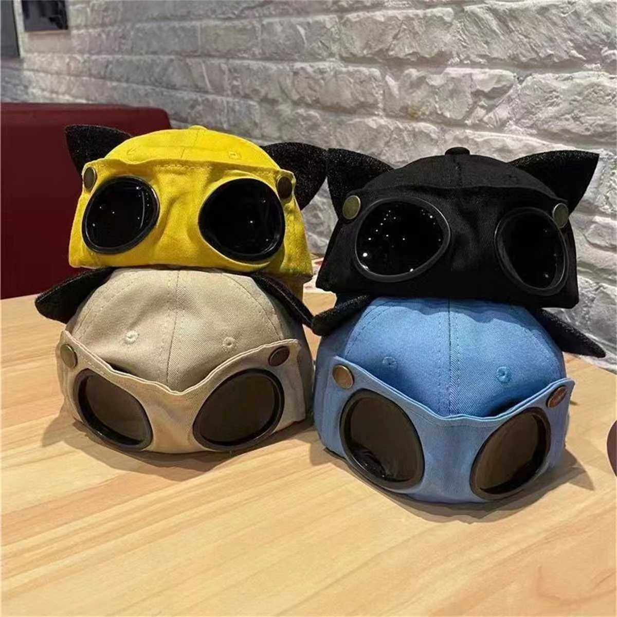 New Cats ears (Steamed cat-ear shaped bread) pilots baseball caps fashionable sun protection retro hats both positive and negative X250109