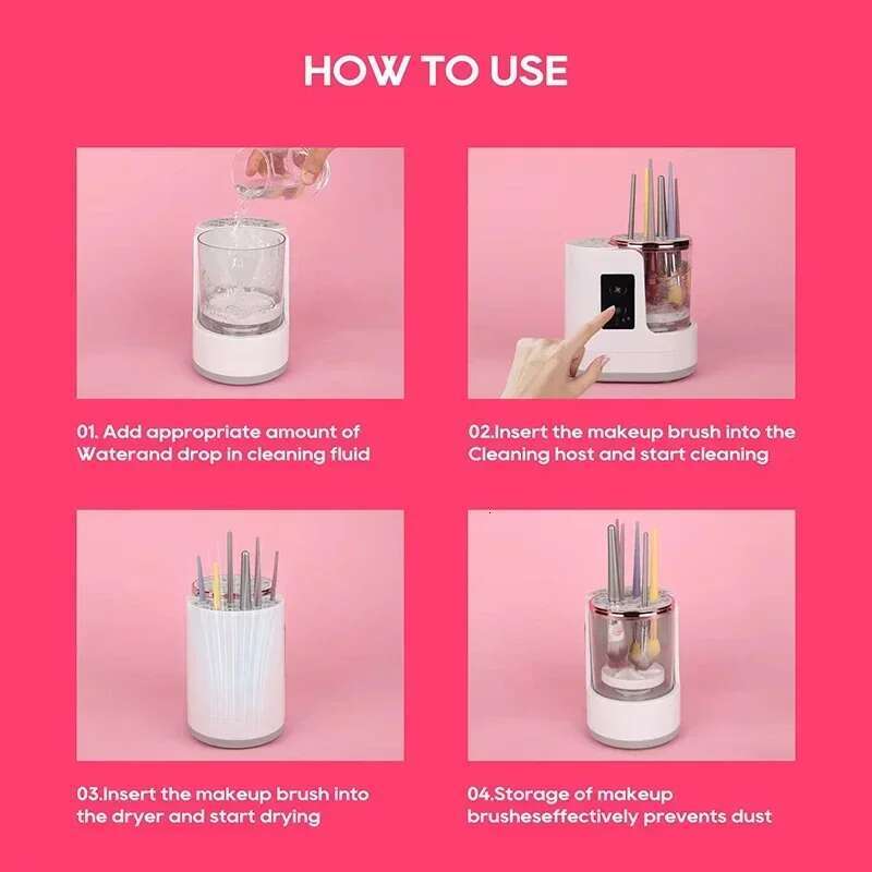 Electric Cleaner Brushes Cleaning Tool Automatic Makeup Brush Washing hine With Stand Quick Drying Device